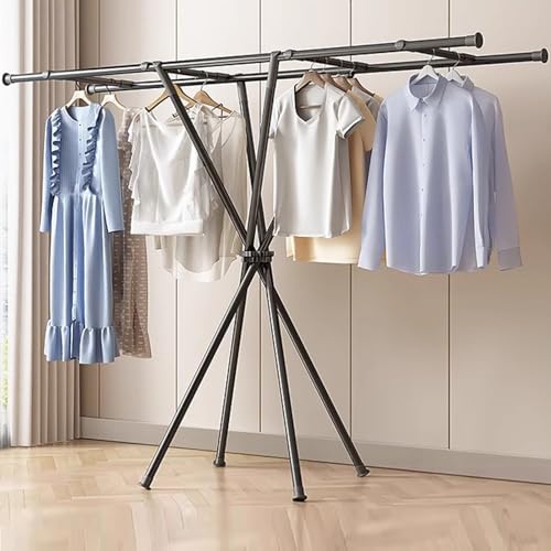 PALE Wäscheständer, Klappbarer Balkonboden for Den Innenbereich, Kleine Wohnung Mit 4 Stangen, Kühltrocknender Schlafsaal Ohne Installation(Nero) von PALE