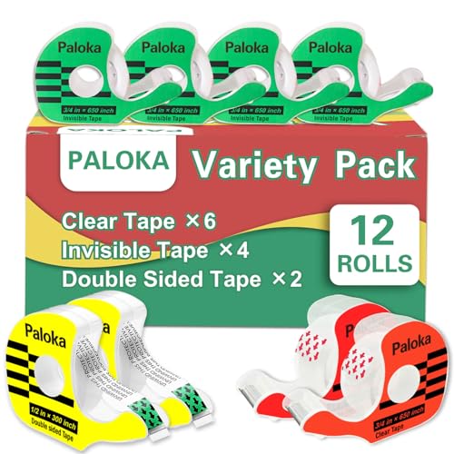PALOKA Geschenkband-Set, 12 Rollen mit Spender, inklusive unsichtbarem Klebeband, doppelseitiges Klebeband, transparentes Geschenkpapier, Schulanfang, Zuhause PALOKA Geschenkband-Set, 12 Rollen mit Spender, inklusive unsichtbarem Klebeband, doppelseitiges Klebeband, transparentes Geschenkpapier, Schulanfang, Zuhause von PALOKA