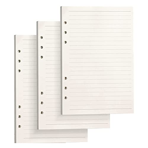 PALUDO 3 Packungen A5 Nachfüllpapier Linie, 135 Blätter A5 Papier Nachfüllbare Refill Paper, 6 Löcher Nachfülleinlagen Loose Notizpapier für Filofax A5 Notizbuch Ringbücher Skizze Einsätze von PALUDO