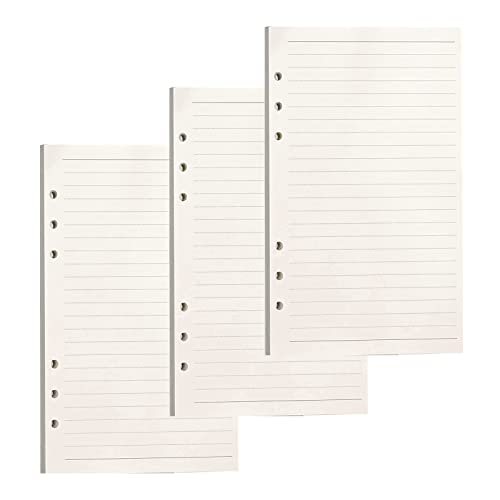 PALUDO 3 Packungen A6 Nachfüllpapier, 135 Blätter A6 Papier Liniert, 6 Löcher Nachfülleinlagen Loose Notizpapier A6 Refill Paper für Filofax Bullet A6 Ringbücher Notizen Skizze von PALUDO