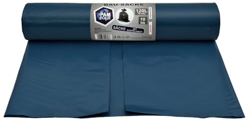 PAM-FOLIE Müllsäcke 120L - Extra Dicke, Starke Abfallsäcke - 10 Stück - 70µm - 70x110cm - Bausäcke - blauer Müllbeutel - Bauschuttsäcke - Müllsäcke für Schutt, Professional PAM-FOLIE Müllsäcke 120L - Extra Dicke, Starke Abfallsäcke - 10 Stück - 70µm - 70x110cm - Bausäcke - blauer Müllbeutel - Bauschuttsäcke - Müllsäcke für Schutt, Professional von PAM-FOLIE