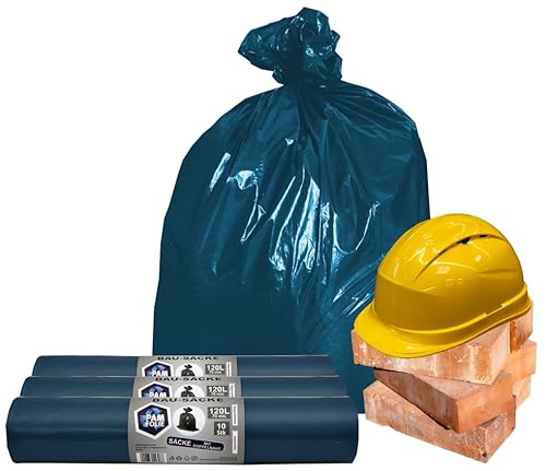 PAM-FOLIE Müllsäcke 120L - Extra Dicke, Starke Abfallsäcke - 30 Stück - Set - 70µm - 70x110cm - Bausäcke - blauer Müllbeutel - Bauschuttsäcke - Müllsäcke für Schutt, Professional PAM-FOLIE Müllsäcke 120L - Extra Dicke, Starke Abfallsäcke - 30 Stück - Set - 70µm - 70x110cm - Bausäcke - blauer Müllbeutel - Bauschuttsäcke - Müllsäcke für Schutt, Professional von PAM-FOLIE
