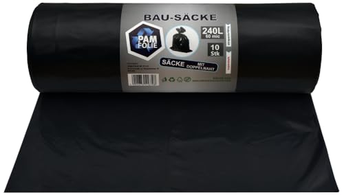 PAM-FOLIE Müllsäcke 240L - 10 Stück - XXL Bausäcke Professional, Große, Dicke Abfallsäcke - 120x130cm - 60µm - Extra Stark - schwarzer Müllbeutel - Bauschuttsäcke - Ideal für 240-Liter-Behälter PAM-FOLIE Müllsäcke 240L - 10 Stück - XXL Bausäcke Professional, Große, Dicke Abfallsäcke - 120x130cm - 60µm - Extra Stark - schwarzer Müllbeutel - Bauschuttsäcke - Ideal für 240-Liter-Behälter von PAM-FOLIE