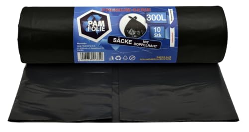 PAM-FOLIE Müllsäcke 300L - 10 Stück - XXL Große Bauschutt-Abfallsäcke, Premium - 120x140cm - 45µm - schwarzer Müllbeutel - Bauschuttsäcke - Säcke für Bauschutt Abfalls, Styropor PAM-FOLIE Müllsäcke 300L - 10 Stück - XXL Große Bauschutt-Abfallsäcke, Premium - 120x140cm - 45µm - schwarzer Müllbeutel - Bauschuttsäcke - Säcke für Bauschutt Abfalls, Styropor von PAM-FOLIE
