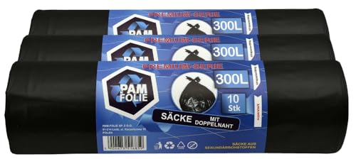 PAM-FOLIE Müllsäcke 300L - 30 Stück - Set - XXL Große Bauschutt-Abfallsäcke, Premium - 120x140cm - 45µm - schwarzer Müllbeutel - Bauschuttsäcke - Säcke für Bauschutt Abfalls, Styropor PAM-FOLIE Müllsäcke 300L - 30 Stück - Set - XXL Große Bauschutt-Abfallsäcke, Premium - 120x140cm - 45µm - schwarzer Müllbeutel - Bauschuttsäcke - Säcke für Bauschutt Abfalls, Styropor von PAM-FOLIE