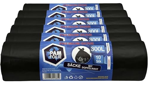 PAM-FOLIE Müllsäcke 300L - 60 Stück - Set - XXL Große Bauschutt-Abfallsäcke, Premium - 120x140cm - 45µm - schwarzer Müllbeutel - Bauschuttsäcke - Säcke für Bauschutt Abfalls, Styropor PAM-FOLIE Müllsäcke 300L - 60 Stück - Set - XXL Große Bauschutt-Abfallsäcke, Premium - 120x140cm - 45µm - schwarzer Müllbeutel - Bauschuttsäcke - Säcke für Bauschutt Abfalls, Styropor von PAM-FOLIE