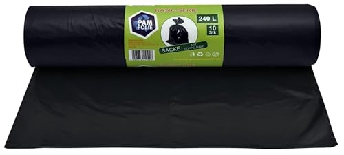 PAM-FOLIE Universal-Müllsäcke 240L - 10 Stück - XXL Große, Starke, Dicke Abfallsäcke, Basic - 120x130cm - 35µm - schwarzer Müllbeutel - Mülltüten - Ideale Säcke für 240-Liter-Behälter PAM-FOLIE Universal-Müllsäcke 240L - 10 Stück - XXL Große, Starke, Dicke Abfallsäcke, Basic - 120x130cm - 35µm - schwarzer Müllbeutel - Mülltüten - Ideale Säcke für 240-Liter-Behälter von PAM-FOLIE