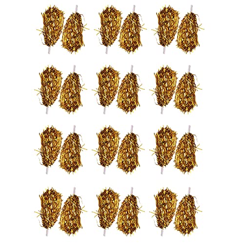 PAMENET 24 Pompons aus metallischer Aluminiumfolie, mit Kunststoffgriff, für Erwachsene, Kinder, Cheerleader, Gelb PAMENET 24 Pompons aus metallischer Aluminiumfolie, mit Kunststoffgriff, für Erwachsene, Kinder, Cheerleader, Gelb von PAMENET