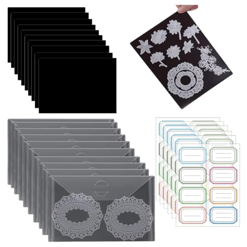 PAMENET Magnetische Gummibögen-Set, 0,5 mm dick, mit 10 transparenten Stempeln, Schablonen-Organizer für Kartenherstellung, einfach zu bedienen, 10 Stück von PAMENET