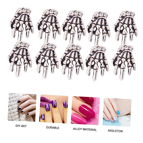 PAMINGONO 10 Stück Teiliges Alloy Skelett Hand Nagel Sticker Langlebige Nagelkunst Dekoration DIY Maniküre Zubehör für Halloween Nageldesign und Uv Gel Systeme PAMINGONO 10 Stück Teiliges Alloy Skelett Hand Nagel Sticker Langlebige Nagelkunst Dekoration DIY Maniküre Zubehör für Halloween Nageldesign und Uv Gel Systeme von PAMINGONO