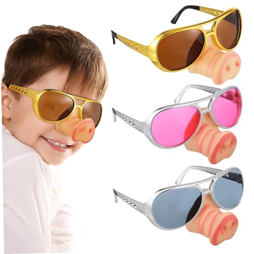 PAMINGONO 3 Stück Teiliges Halloween Spaßbrille mit Schweinenase Leichte Verkleidung für Motto Partys Geburtstagsfeiern Kostümzubehör für Frauen und Erwachsene Farbiges Design Gold Silber PAMINGONO 3 Stück Teiliges Halloween Spaßbrille mit Schweinenase Leichte Verkleidung für Motto Partys Geburtstagsfeiern Kostümzubehör für Frauen und Erwachsene Farbiges Design Gold Silber von PAMINGONO