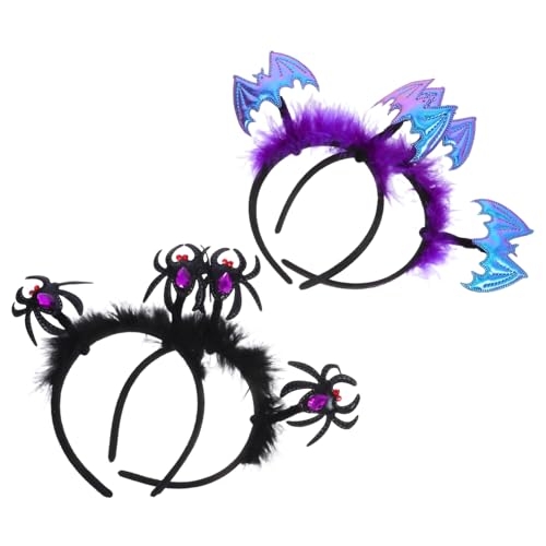 PAMINGONO 4 Stück Halloween Stirnbandkopfschmuck Stirnbänder für Halloween Fledermaus Stirnband Kostüm Fledermausohren Fledermaus Haarreifen Kostümstirnband Pu von PAMINGONO
