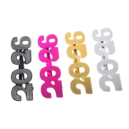 PAMINGONO 4 Stück Teiliges Neujahrsbrillen Leichte Bequeme Partybrille in Schwarz Gold Silber Witziges Accessoire für Silvesterfeiern Foto Requisiten und Familienzusammenkünfte PAMINGONO 4 Stück Teiliges Neujahrsbrillen Leichte Bequeme Partybrille in Schwarz Gold Silber Witziges Accessoire für Silvesterfeiern Foto Requisiten und Familienzusammenkünfte von PAMINGONO