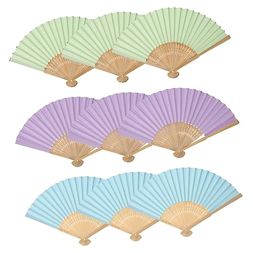 PAMINGONO 9 Stück Teiliges DIY Faltbarer Papierfächer Bunte Handbemalbare Fächer für Faltbare Bastelfächer aus Papier und Langlebig für Dekoration Bühnenrequisiten von PAMINGONO