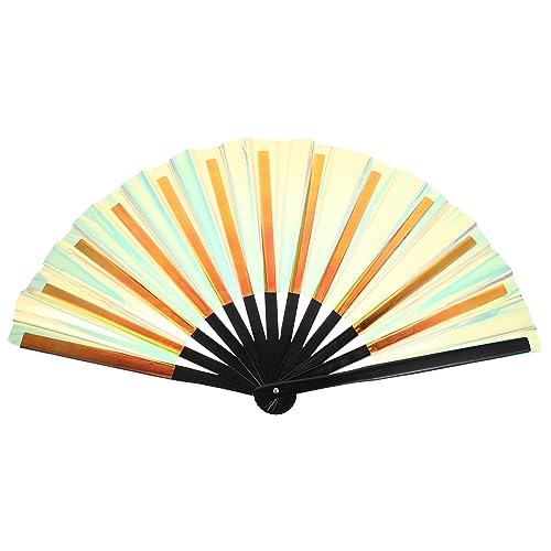 PAMINGONO Faltbarer Handventilator Goldfarben PVC Leichter Tragbarer Chinesischer Tanzfächer Irisierender Klappfächer für Frauen Party Deko und Performance Zubehör PAMINGONO Faltbarer Handventilator Goldfarben PVC Leichter Tragbarer Chinesischer Tanzfächer Irisierender Klappfächer für Frauen Party Deko und Performance Zubehör von PAMINGONO