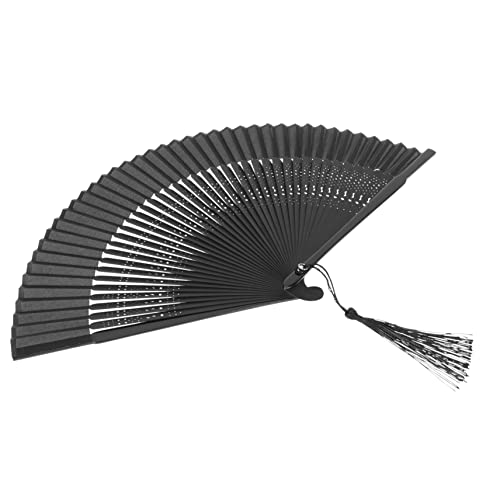 PAMINGONO Traditioneller Faltfächer Schwarz Handfächer Chinesischer Tanzfächer Retro Faltbarer Performance Fächer für Dekoration und Cosplay von PAMINGONO