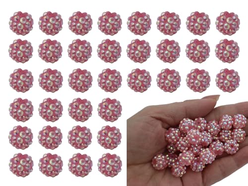 12 mm Harz-Strassperlen für die Schmuckherstellung, 60 Stück, rosa glitzernde Discokugel-Perlen für Armbänder, Halsketten, dekorative Bastelarbeiten – perfekt für DIY-Schmuck, Schlüsselanhänger und von PAMIR TONG