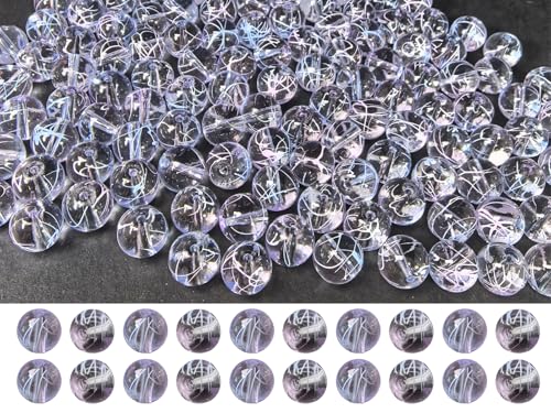 Gezeichnete Glasperlen – kristallklare, runde Perlen für Schmuckherstellung, Armbänder, Bastelarbeiten – solide und langlebig, stabile Perlen zum Auffädeln, Drahtwickeln und Heimdekoration (Blau und von PAMIR TONG