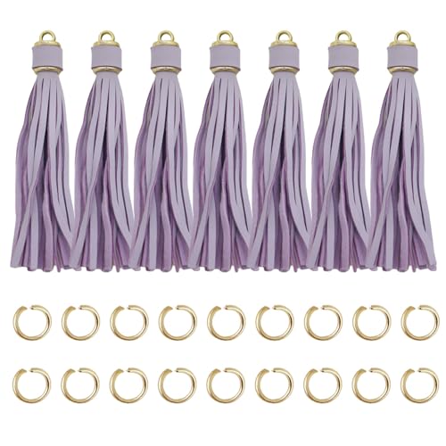 Lederquasten für Perlenarmband, Schlüsselanhänger, Armband, 10,9 cm, Lavendel, Lila, Kunstleder, Taschenanhänger, Quasten, Dekoration, DIY-Schmuckherstellung, elegante langlebige Quasten für von PAMIR TONG
