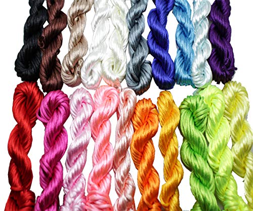 PAMIR TONG New 20bundles 200Yards 2.5mm Satin/Rattail Silk Cord for Necklace Bracelet Beading Cord by von PAMIR TONG