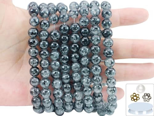 Pamir Tong 550 Stück 8 mm schwarze Glasperlen für Schmuckherstellung, runde, glatte Perlen, Armband, lose Perlen für Schmuckherstellung, Ohrringe, Halsketten, DIY Handwerk und Geschenke #388 von PAMIR TONG