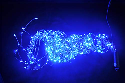 PANAX 160 Micro-LED Lichterbündel auf biegsamen Draht - 16 Stränge(100-150cm) mit Deko Silberfaden - Weihnachtsdekoration Blau von PANAX