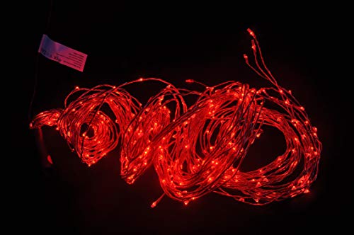 PANAX 160 Micro-LED Lichterbündel auf biegsamen Draht - 16 Stränge(100-150cm) mit Deko Silberfaden - Weihnachtsdekoration Rot von PANAX