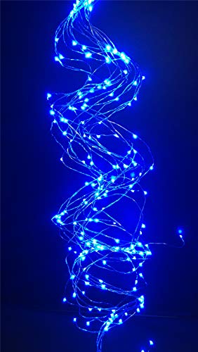 PANAX 200 Micro-LED Lichterbündel auf hochwertigen Silberdraht mit 16 Strängen(100-150cm) - Weihnachtsdekoration Blau Strombetrieb von PANAX