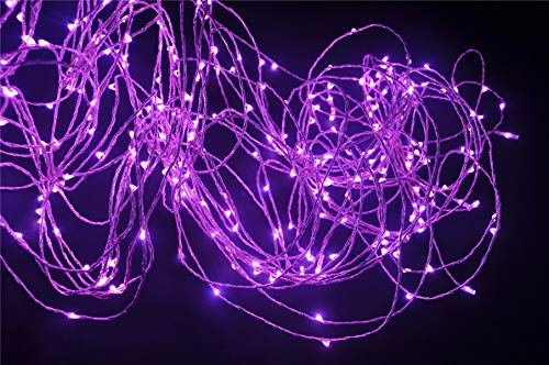 PANAX 380 Micro-LED Lichterbündel auf biegsamen Draht - 19 Stränge(200cm) mit Deko Silberfaden - Weihnachtsdekoration Pink von PANAX