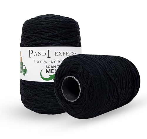 PANDI EXPRESS 100% Acryl, 8-lagiges Garn auf Kegel (Tufting, Stricken, Häkeln) – 1 Kegel x 400 m (schwarz) von PANDI EXPRESS