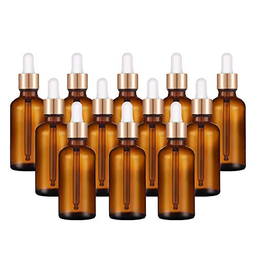 PANENDIANO Pipettenflasche, Tropfflasche mit 12 Stück, 30 ml, Glaspipette, bernsteinfarbene Boston-Glasflaschen aus braunem Glas, Set für ätherische Öle, Parfümöle, Duftölprobe von PANENDIANO