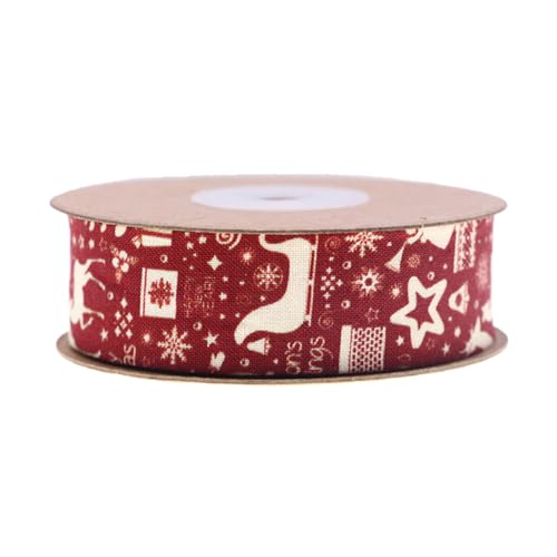 25 mm Weihnachtsband, bedruckte Baumwollbänder, handgefertigt, Schleife, Ornament, Geschenkverpackung, Verpackung, Weihnachtsdekoration, Weihnachtsgeschenkband von PANFHGFG