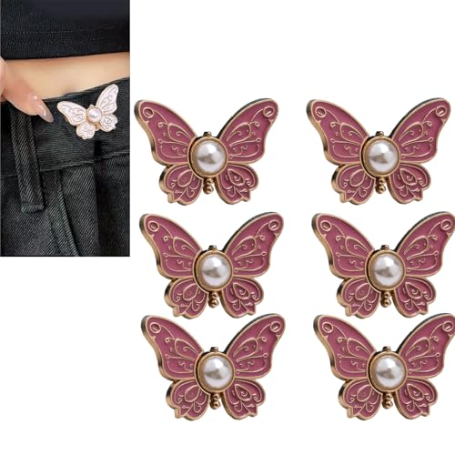 1/6 Stück Hosen-Taillenstraffungsknöpfe, Schmetterling, Jeans, Taillenschnalle, Nähen erforderlich, Hosenknopfnadel von PANGBOER