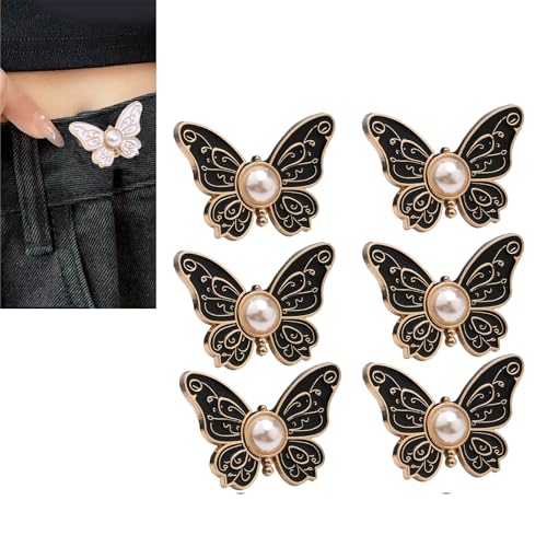 1/6 Stück Hosen-Taillenstraffungsknöpfe, Schmetterling, Jeans, Taillenschnalle, Nähen erforderlich, Hosenknopfnadel von PANGBOER