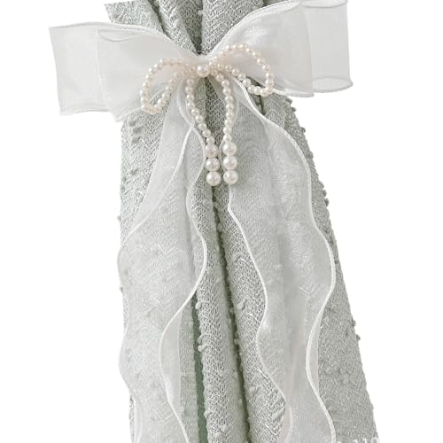 PANGBOER Elegante Raffhalter mit künstlichen Perlen und Schleifen, Vorhanghalter für stilvolle Schlafzimmer, Wohnzimmer, Hochzeit, Party, Heimdekoration von PANGBOER