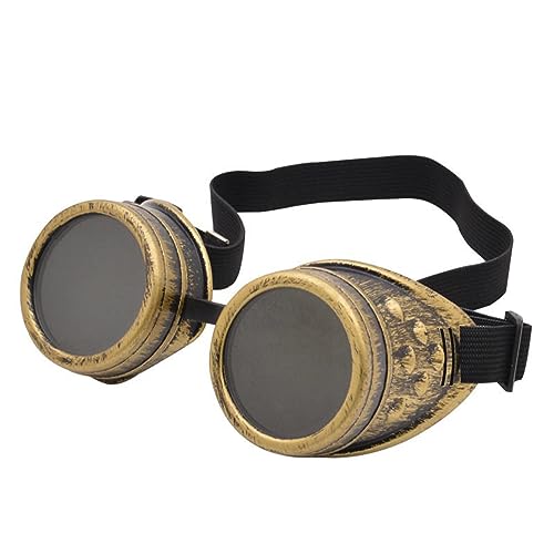 PANHDK Retro Steampunk Brille Brille Vintage Cyber Brille Punk Gothic Brille für Halloween Herren Cosplay Kostüme, Messing von PANHDK