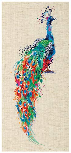 PANNA - Gezählter Kreuzstich-Kit - Stickerei-Kit - PT-7238 - Vorsortierte Fäden - Pfau - Aida - 6.7 x 17.7 Zoll - DIY-Kit von PANNA