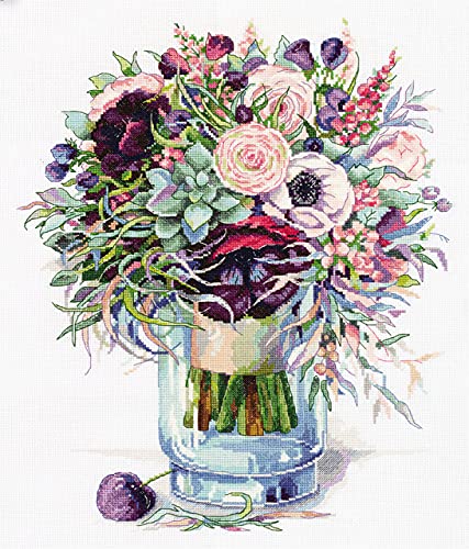 PANNA - Kreuzstich set - Blumenstrauß mit Anemonen - C-7159 - Sticken erwachsene - Aida stoff - 37.5 x 31 cm - DIY set von PANNA