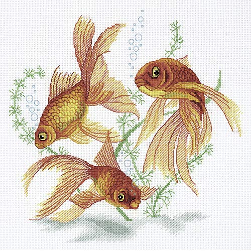 PANNA - Kreuzstich set - Goldfisch - R-7141 - Sticken erwachsene - Aida stoff - 22.5 x 24 cm - DIY set von PANNA