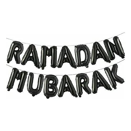 Ramadan Mubarak Luftballons 40,6 cm Buchstabenfolie Banner Ramadan Party - islamische Dekorationen für Zuhause - verschiedene Anlässe (schwarz) von Pannu Design.CO.UK Celebrate Everyday