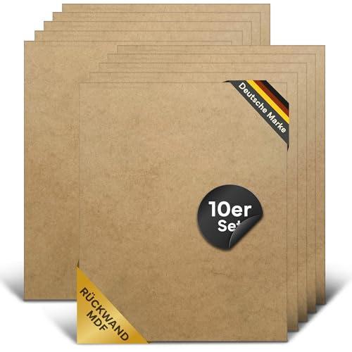 MDF Platten 2mm Zuschnitte (10er Set) - Pressspanplatte zum Verkleiden von Schrank Rückwänden & Bilderrahmen - Dünne Holz Platte zum Bauen & Basteln von PANORAHMA BILDERRAHMEN