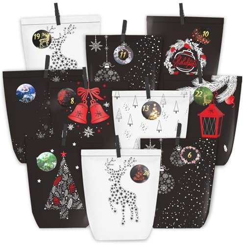 PANSIBY Adventskalender zum Befüllen, 24 Weihnachten Papiertüten zum Selbstbefüllen, Papier Adventstüten mit Zahlenaufkleber zum Selber Basteln PANSIBY Adventskalender zum Befüllen, 24 Weihnachten Papiertüten zum Selbstbefüllen, Papier Adventstüten mit Zahlenaufkleber zum Selber Basteln von PANSIBY