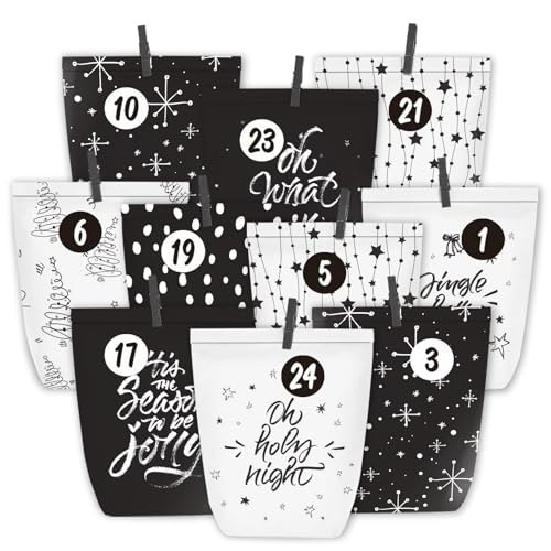 PANSIBY Adventskalender zum Befüllen, 24 Weihnachtskalender Papiertüten zum Selber Basteln, Geschenktüten zum Selbstbefüllen PANSIBY Adventskalender zum Befüllen, 24 Weihnachtskalender Papiertüten zum Selber Basteln, Geschenktüten zum Selbstbefüllen von PANSIBY
