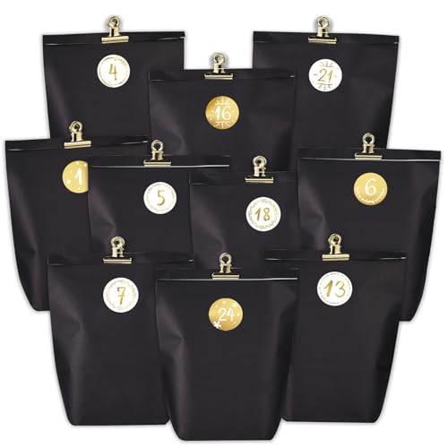 PANSIBY Adventskalender zum Befüllen, 24 Weihnachtskalender Papiertüten zum Selbst Basteln, Papier Adventstüten zum Selbstbefüllen, Elegance Schwarz PANSIBY Adventskalender zum Befüllen, 24 Weihnachtskalender Papiertüten zum Selbst Basteln, Papier Adventstüten zum Selbstbefüllen, Elegance Schwarz von PANSIBY