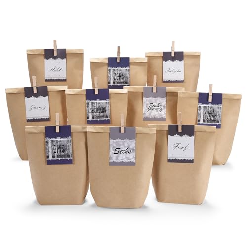 PANSIBY Adventskalender zum Befüllen, 24 Weihnachtskalender Papiertüten zum Selbstbefüllen, Kraftpapiertüten Advents Tüten Selber Befüllen, Blau Grau Visitenkarten mit Zahlen PANSIBY Adventskalender zum Befüllen, 24 Weihnachtskalender Papiertüten zum Selbstbefüllen, Kraftpapiertüten Advents Tüten Selber Befüllen, Blau Grau Visitenkarten mit Zahlen von PANSIBY