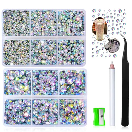 6500 Stück Strasssteine für Textilien AufnäHbare Strasssteine Kristall Strasssteine Rhinestones Geeignet für Kleidung,Schuhe,Schals,Mobiltelefone,Brillen,Haarnadel usw von PANYI