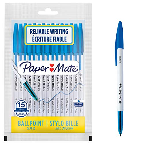 PAPER MATE 2108127 45 Kugelschreiber | mittlere Spitze (1,0 mm) | blaue Tinte | 15 Stück von PAPER MATE