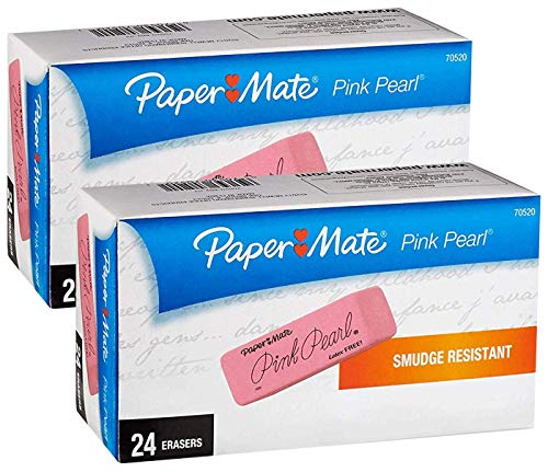 Paper Mate 70520 Pink Pearl Premium Radiergummis, 48 mittlere Radiergummis von PAPER MATE