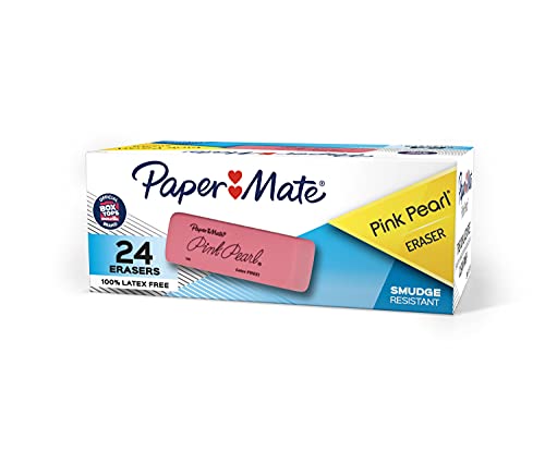 PAPER MATE Pink Pearl Radiergummis, mittelgroß, 24 Stück von PAPER MATE
