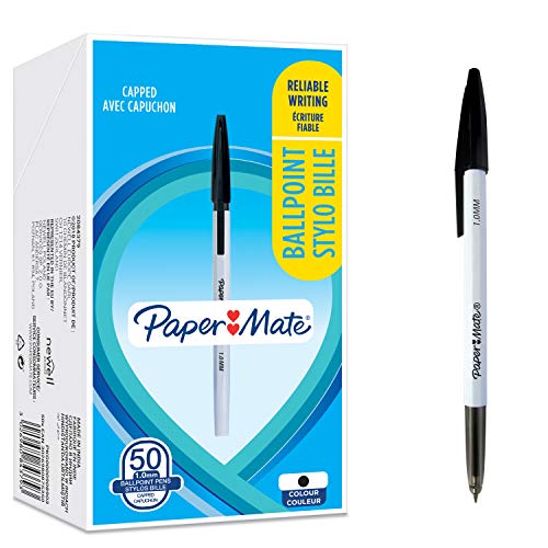 PAPER MATE 045 Kugelschreiber | Mittlere Spitze (1,0 mm) | schwarze Tinte | 50 Stück von PAPER MATE